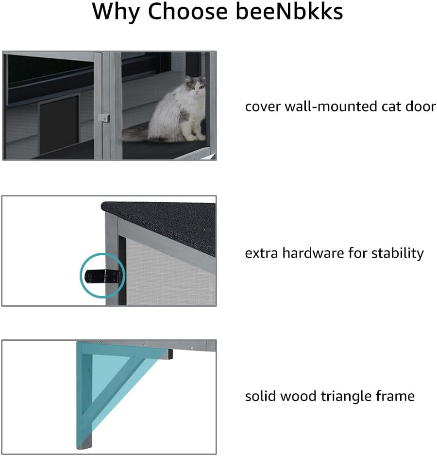 beeNbkks Bug Proof Window Catio, Expandable Outdoor Cat Enclosure