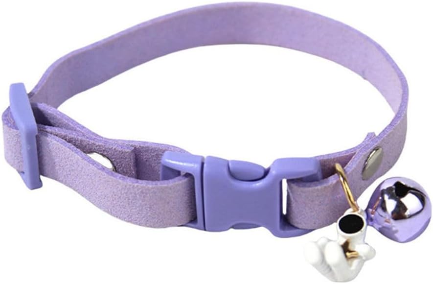 Cat Collar with Bell Pretty Girl Kitten Collar with Bells, Dark Purple XXS