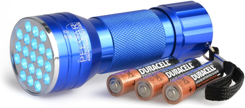 2.0 UV Pet Urine Detector Black Light LED Flashlight + Cat & Dog Behavior Guide. Ultra Bright Optimal 380-385NM Waveleng