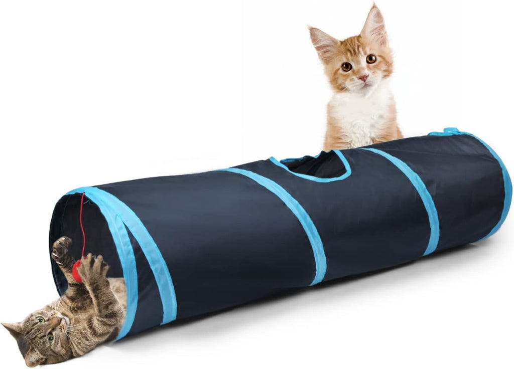 Sheldamy Cat Tunnel, S-2-Way Cat Tunnels for Indoor Cats, Collapsible Cat Play Tunnel, Interactive Toy Maze Cat House wi