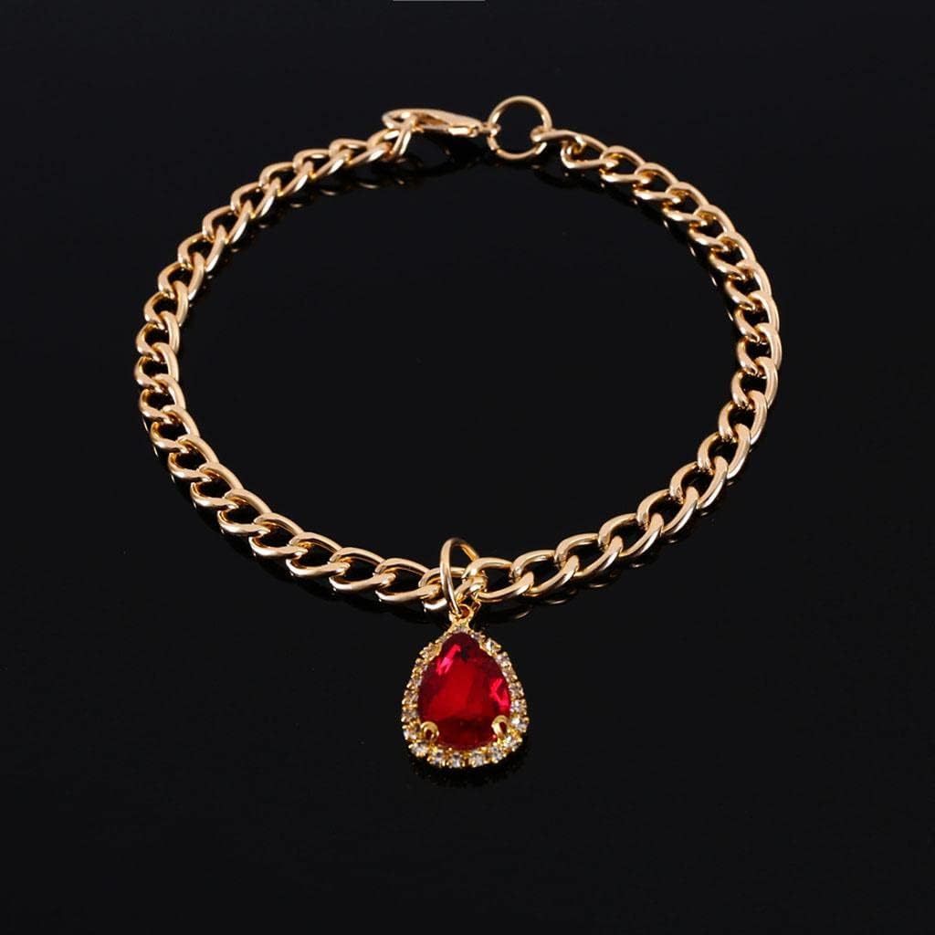 2X Dog Collars with Rhinestones, Teardrop-Shaped Pendants, for and Cats, 2 Pcs