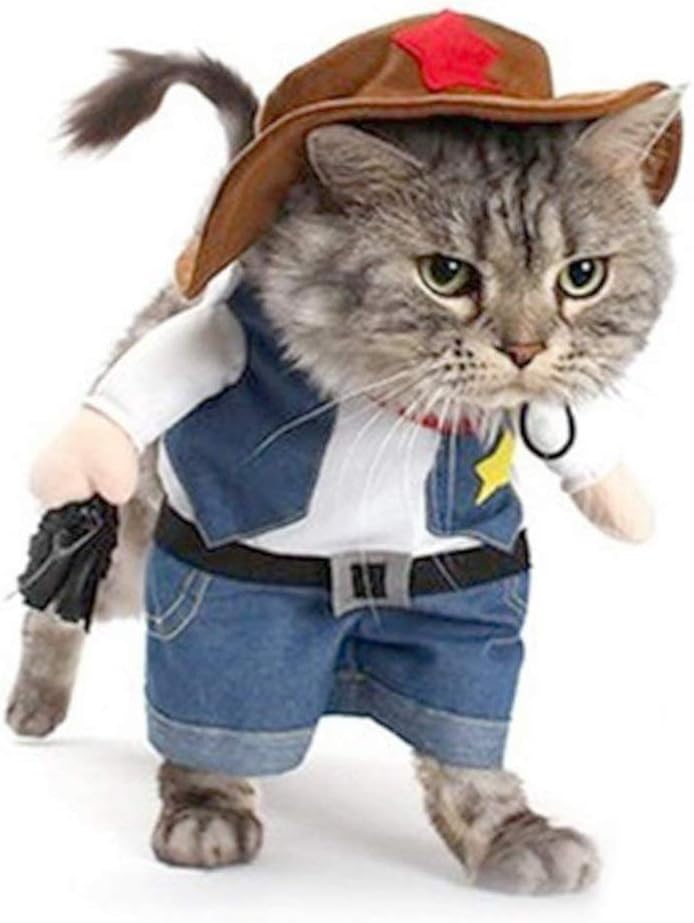 Cowboy Dog Costume with Hat - Blue Cat & Small Dog Halloween Costume (Small)