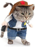 Cowboy Dog Costume with Hat - Blue Cat & Small Dog Halloween Costume (Small)