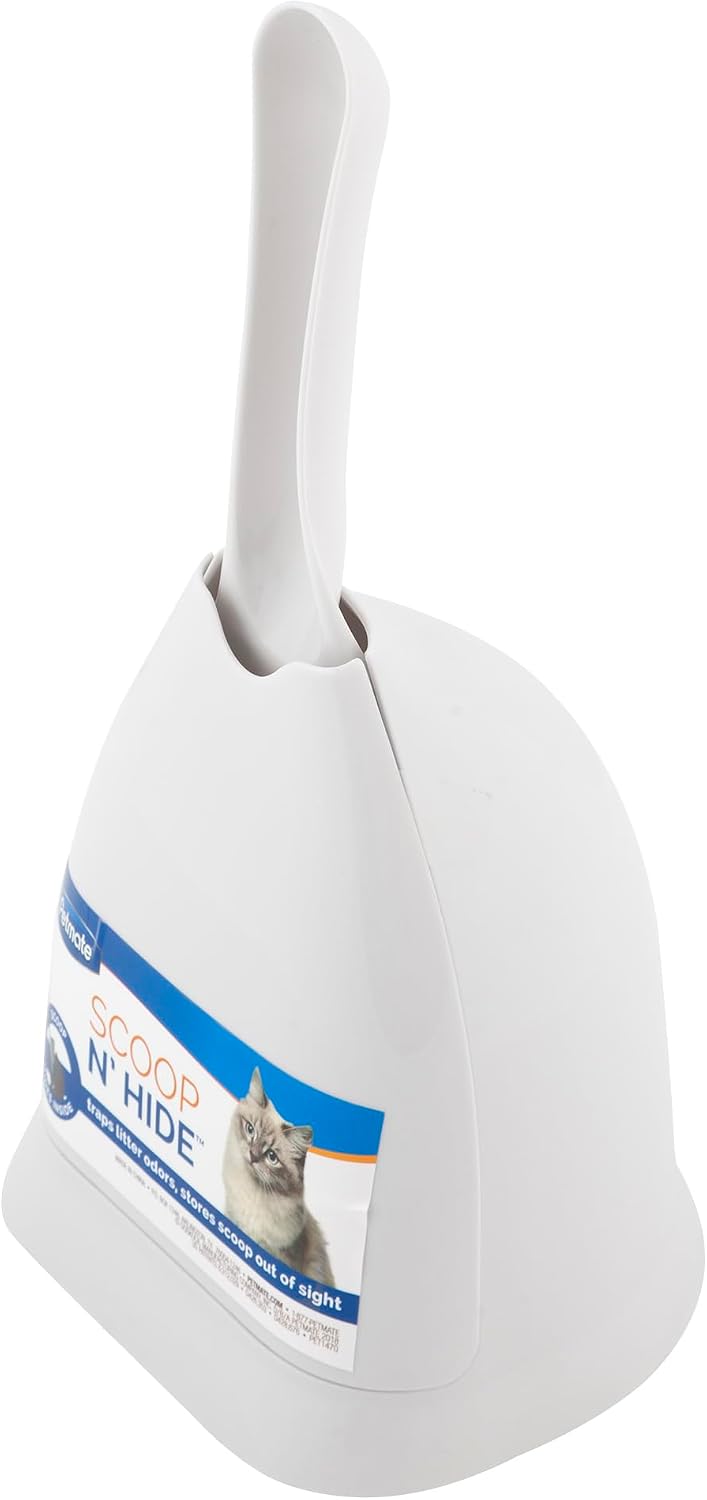 Petmate Scoop N' Hide Cat Litter Scoop with Discreet Holder, Brushed Nickel
