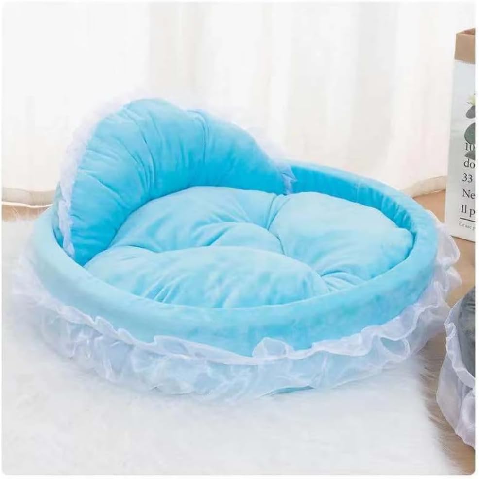 Washable Princess Pet Bed for Small Medium Dogs & Cats - Soft Plush Warm Cave Sofa Cushion, Cozy Snuggle Nest Mat, Cute 