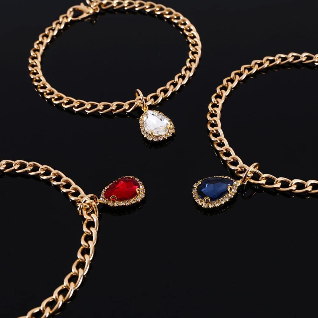 2X Dog Collars with Rhinestones, Teardrop-Shaped Pendants, for and Cats, 2 Pcs