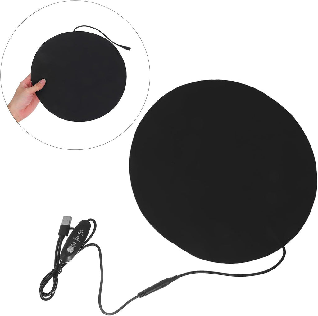 PET Heating Pad Winter USB 5V/2A round Black for Cat Beds