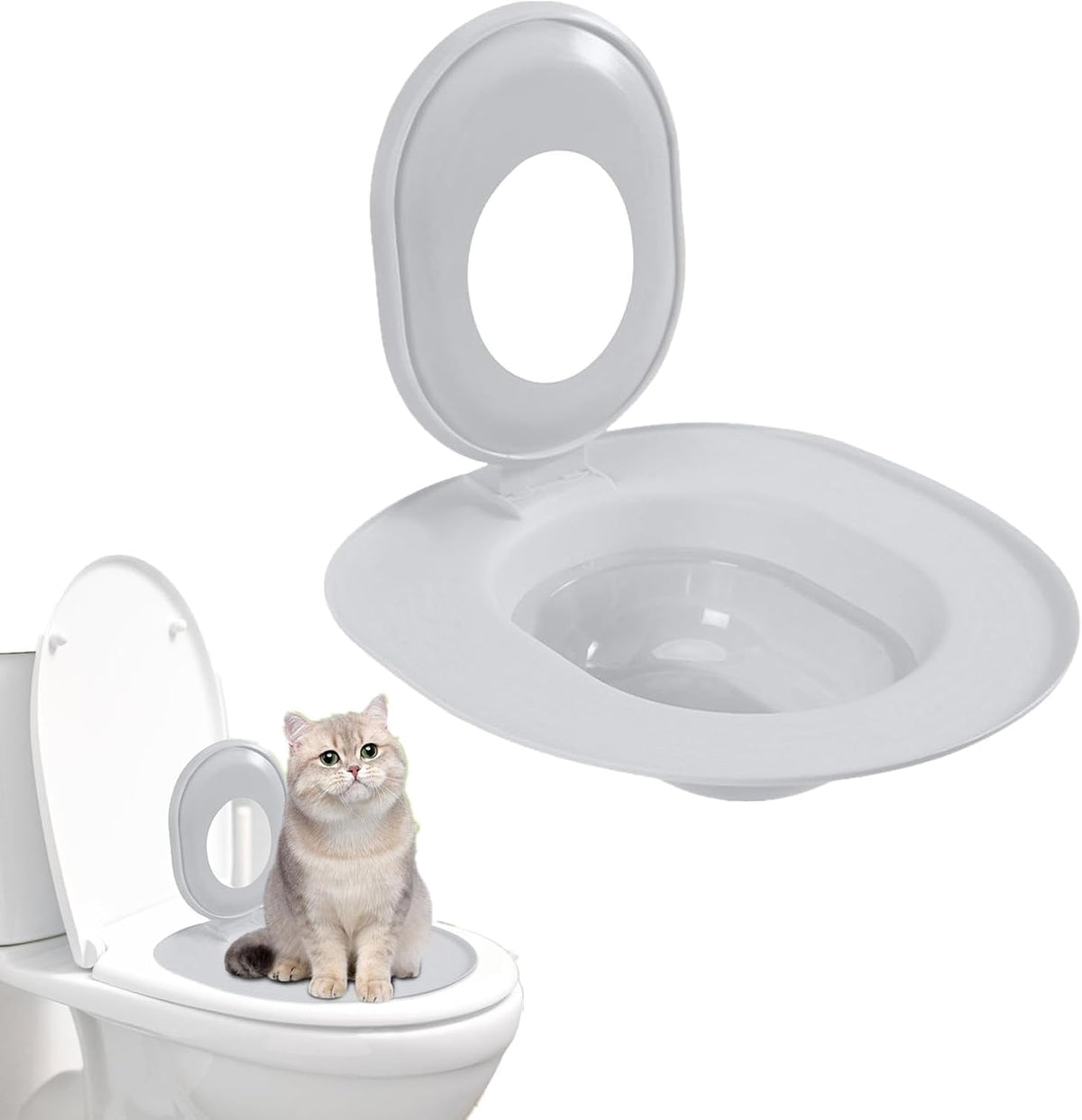 Cat Toilet Seat Training Kit,Removable Pet Toilet Training System,Washable Cleaning Pad for Cats,Reusable Plastic Traine