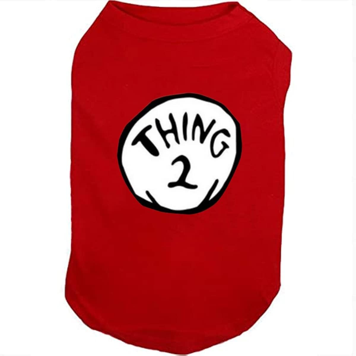 Dog Shirts for Pet Clothes Soft Breathable Puppy Shirts Pop Culture Thing 1 to Thing 9 Printed Pet T-Shirt (RED-2, Small