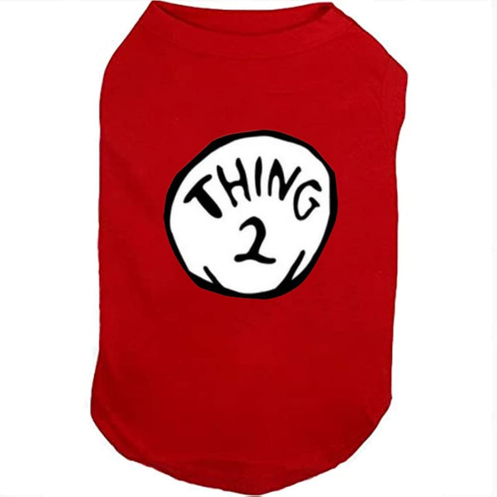 SUEOSU Dog Shirts for Pet Clothes Soft Breathable Puppy Shirts Pop Culture Thing 1 to Thing 9 Printed Pet T-Shirt (RED-2, Large)
