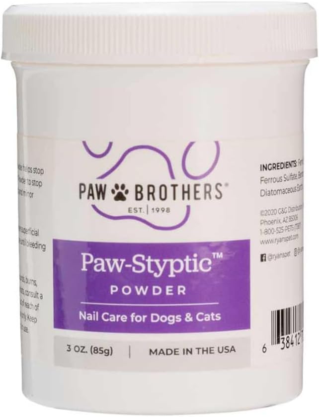 RYAN'S PET SUPPLIES Paw Brothers Nail Care Paw-Styptic Powder for Dogs and Cats, Powder Stops Bleeding Fast, from Nail C