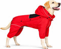 LOVELONGLONG Fleece-Lined Dog Raincoat with Removable Hood – Waterproof Winter Full Body Dog Jacket – Windproof Snowproo