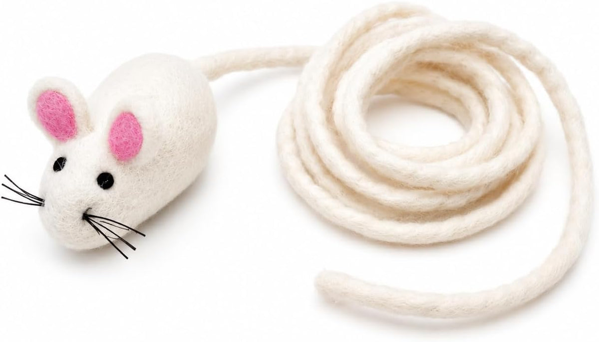 Glaciart One Felt Mouse Cat Toy – Soft Fuzzy Enrichment 100% Natural Wool - Interactive Catnip Play Cat Toy Set - Safe f