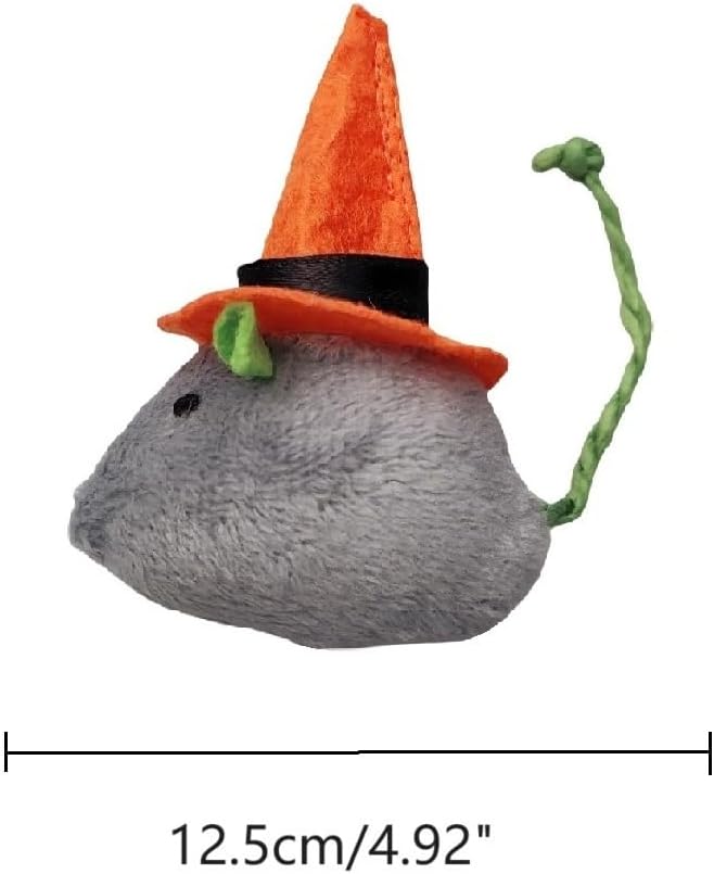 6-Pack Halloween Cat Toys Interactive Toy Witch Magic Hat Costume Plush Mouse Shaped Catnip Toys