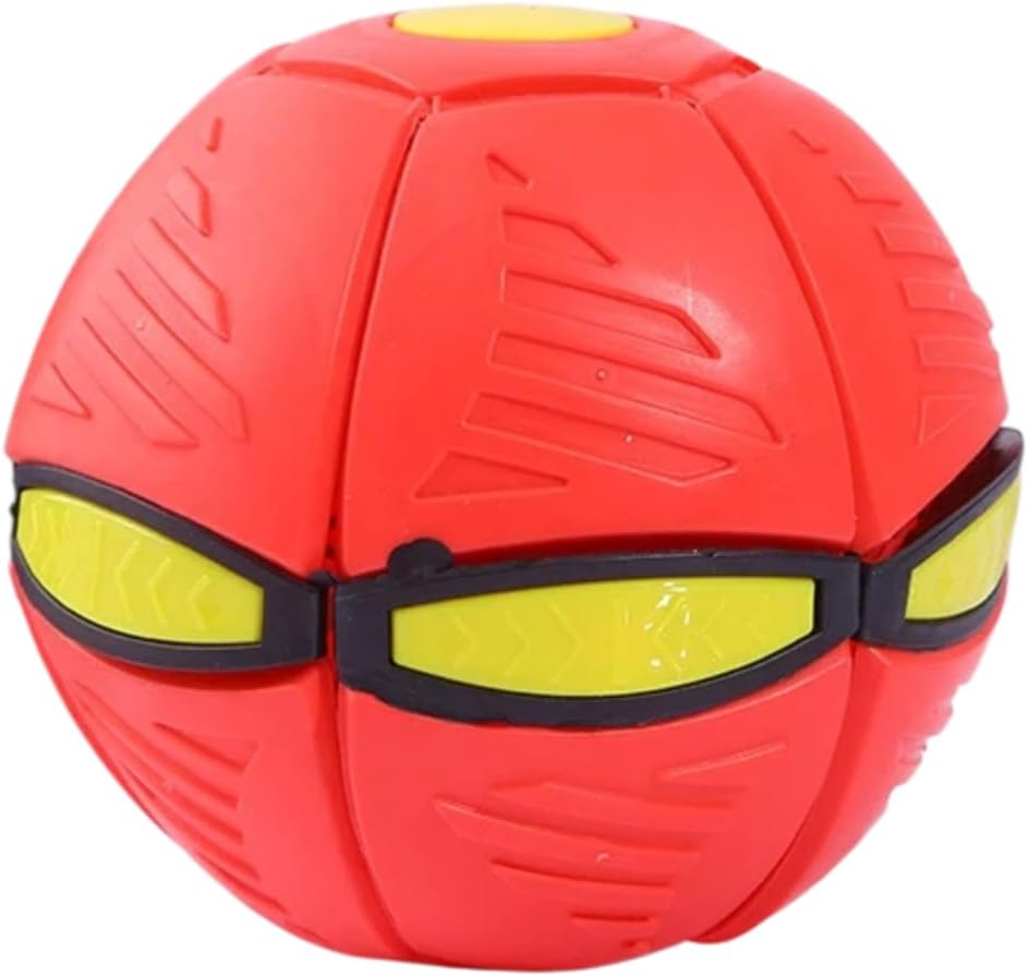 Interactive Deformable UFO Dog Toy, 2-in-1 Flying Disc Ball (rose red)