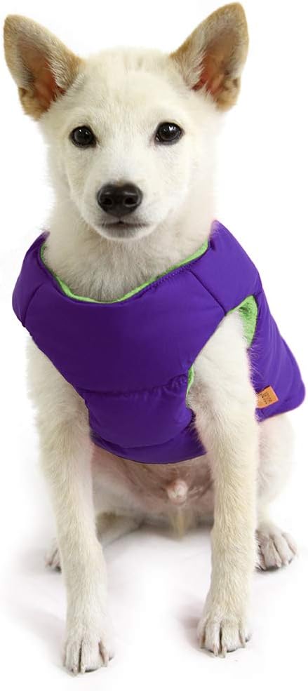 Gooby Dog Vest Jacket - Purple, Medium - Water Resistant Fleece Dog Vest with Dual D Ring Leash - Small Dog Sweater for 