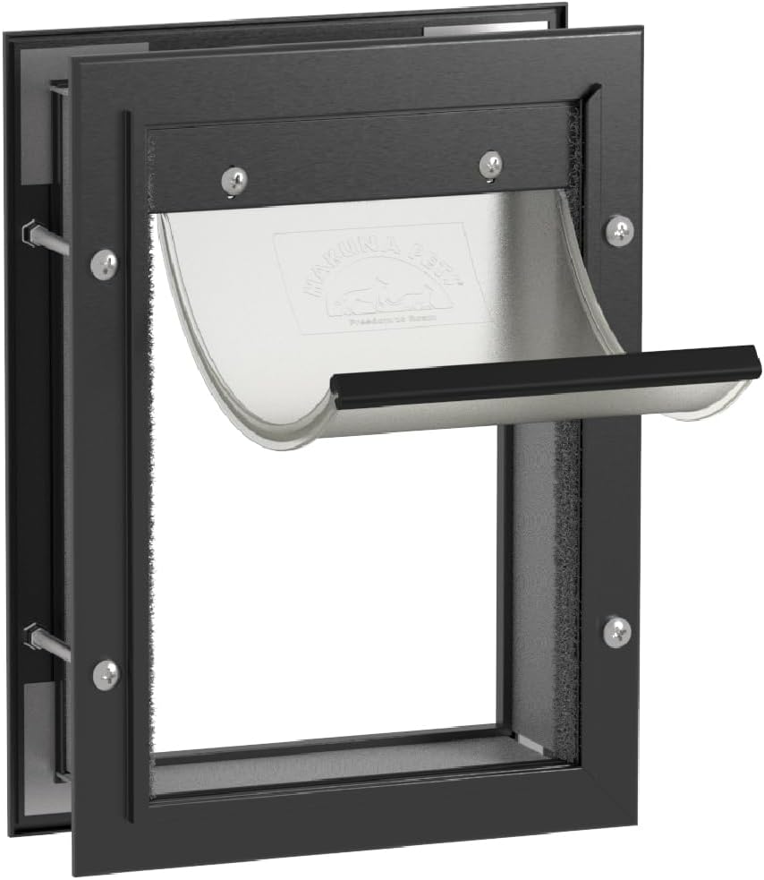 Hakuna Pets Aluminum Dog & Cat Door - 2-Way Lock Pet Door for Wall, Screen
