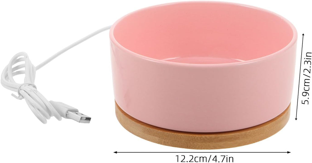 Heated PET Bowl 350ml USB Ceramic Water Dish for Cats Dogs