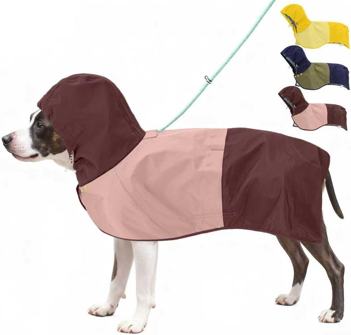 Waterproof Dog Raincoat with Hood, Extended Coverage Rain Jacket for Samll Dogs, Wind-Resistant Secure Fit with Leg Stra