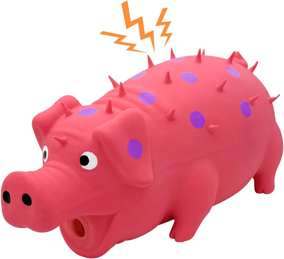 Andiker Dog Squeaky Toy, Dots Latex Dog Chew Toys with a Oinks Sound Squeaker Grunting Pig Dog Toy Durable Self Play 8" 