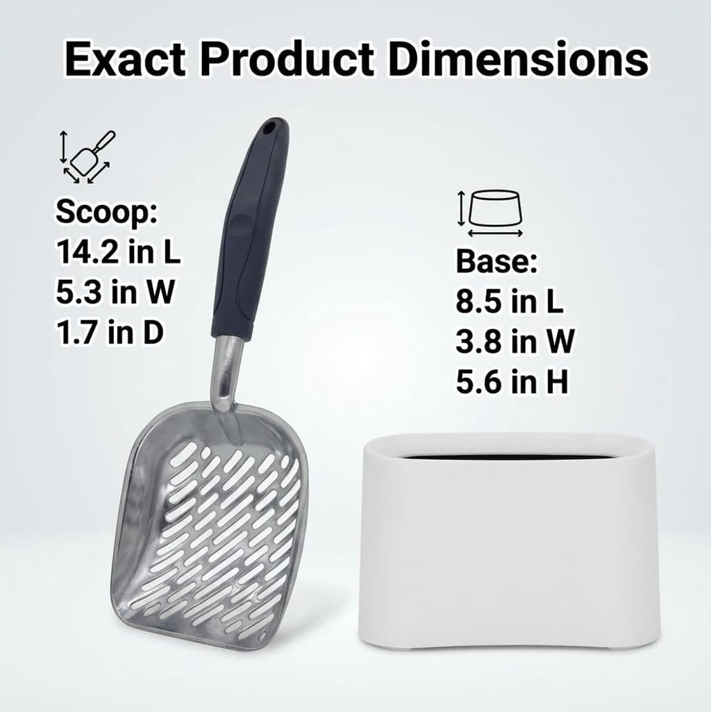 Heavy-Duty Metal Cat Litter Scoop with Holder