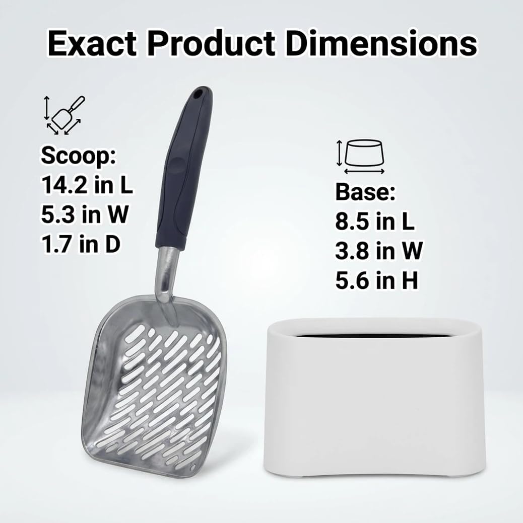 Heavy-Duty Metal Cat Litter Scoop with Holder