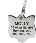 GoTags Cat ID Tag, Personalized Cat Shape Pet ID Tag in Stainless Steel, Includes up to 4 Lines of Custom Engraved Text 