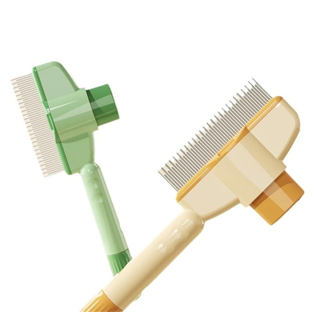 ProGroom Pet Comb – One-Click Self-Cleaning Grooming Comb for Cats Dogs (Green)