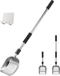 Cat Litter Scoop, Long Handle Metal Litter Scooper - No Bending
