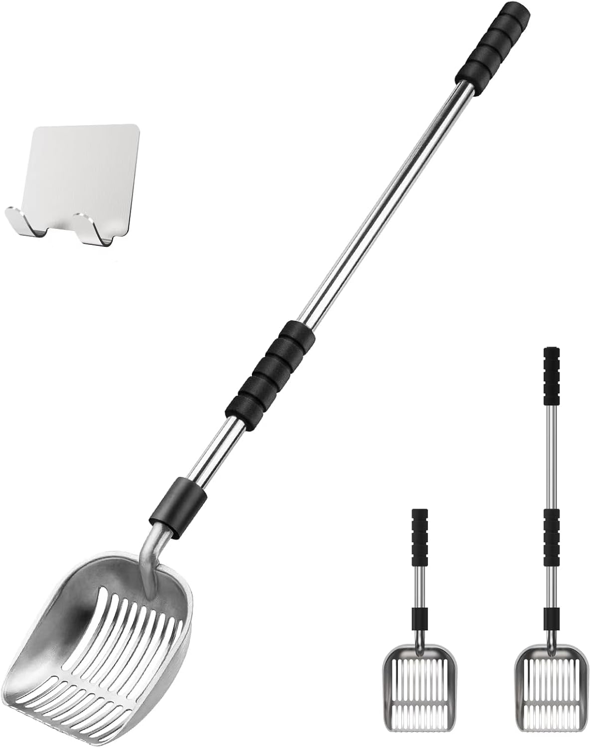 Cat Litter Scoop, Long Handle Metal Litter Scooper - No Bending