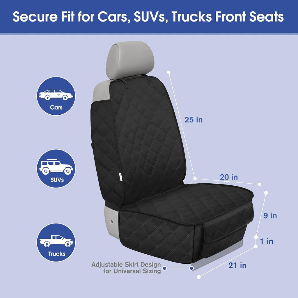 Front Seat Cover for Dogs with Side Flaps, Heavy Duty 900D Waterproof Seat Protector, Protects from Dirt & Scratches, fo