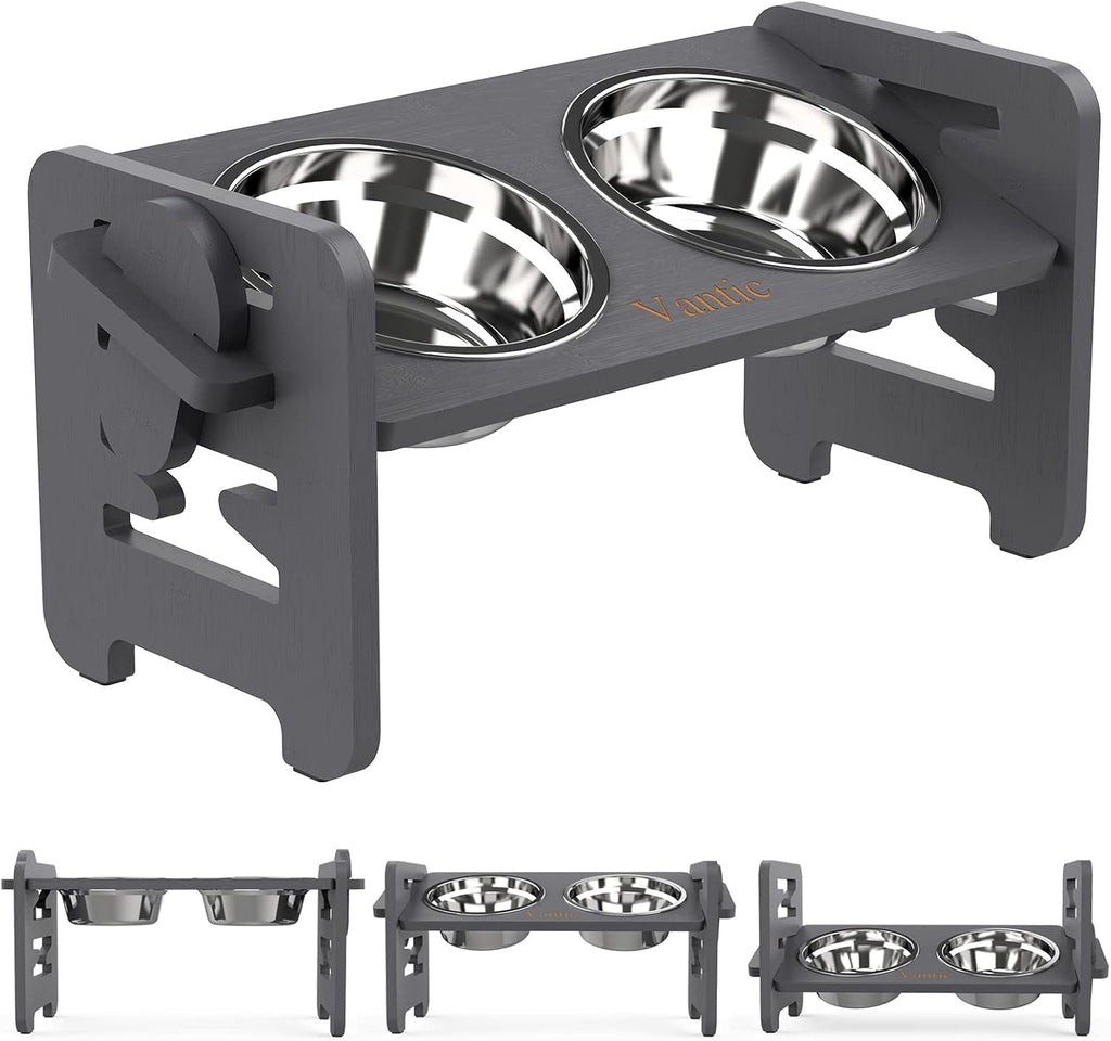 Elevated Dog Bowls, Raised Dog Bowl Stand Adjustable Small, Natural