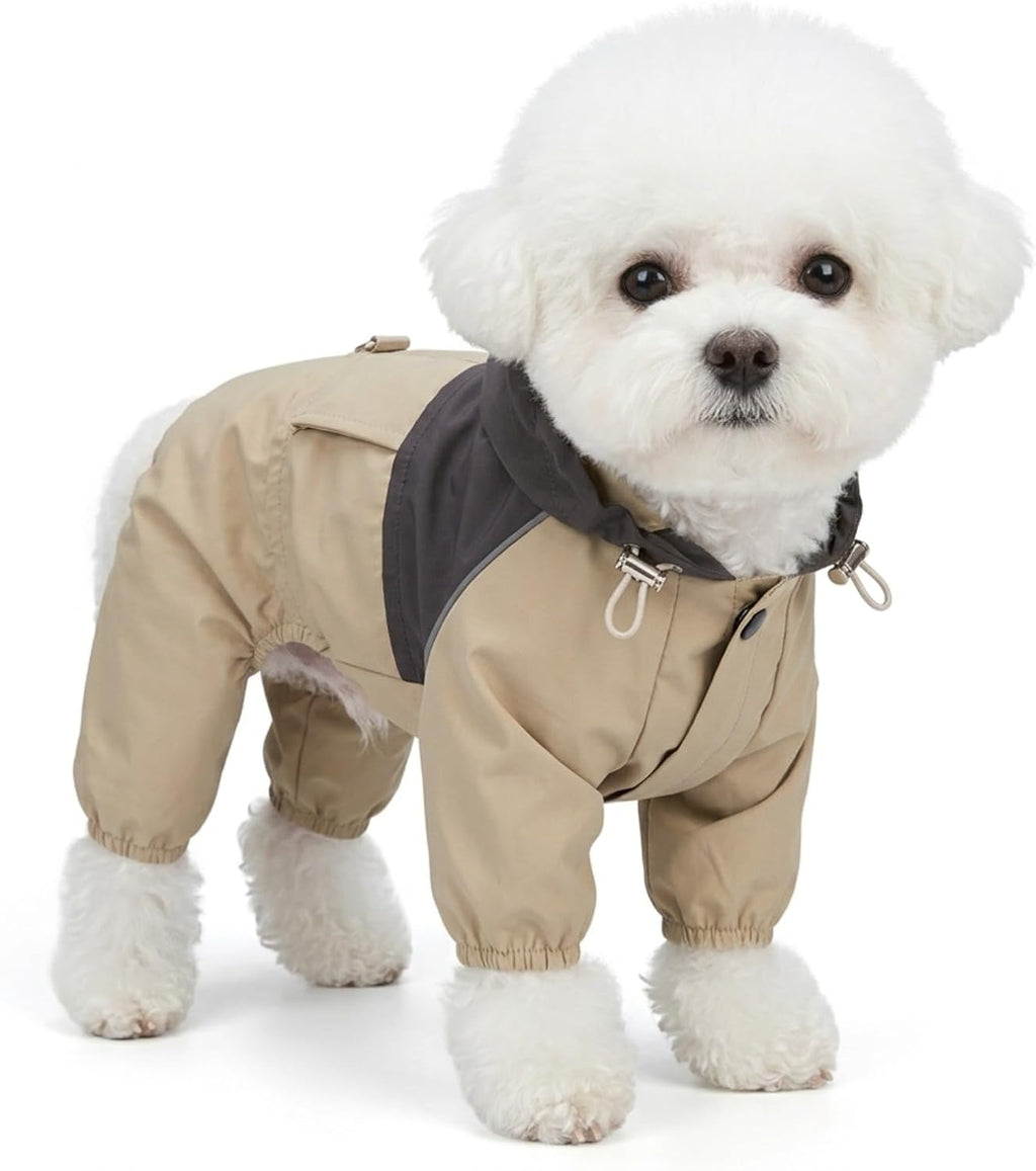Pet Waterproof Raincoat Four-Legged Windproof Dog Jacket Hooded Jumpsuit for Small Medium Pets (Green,S)
