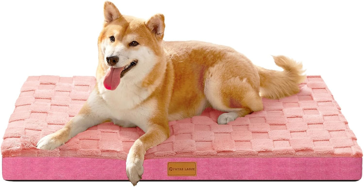 Patas Lague Orthopedic Large Dog Bed Washable Pet Crate Mat 36''X24'' Black