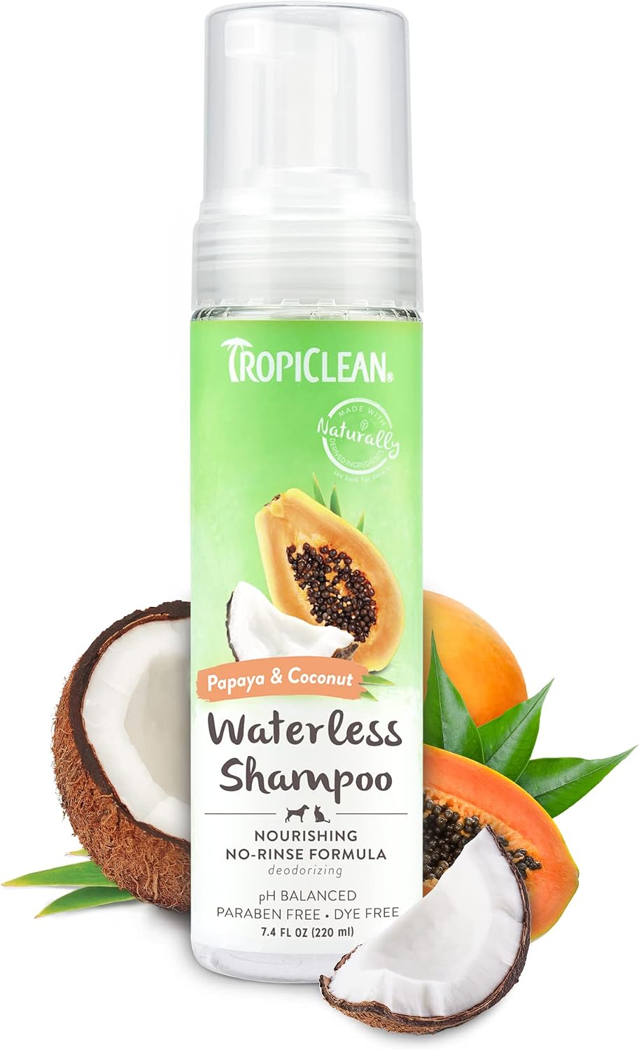 TropiClean No Rinse Waterless Cat Shampoo, Dander Reducing, 7.4oz