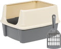 Amazon Basics Large Cat Litter Box with High Sides, Open Top for Easy Access, Includes Scoop with Storage, 19" x 15" x 1