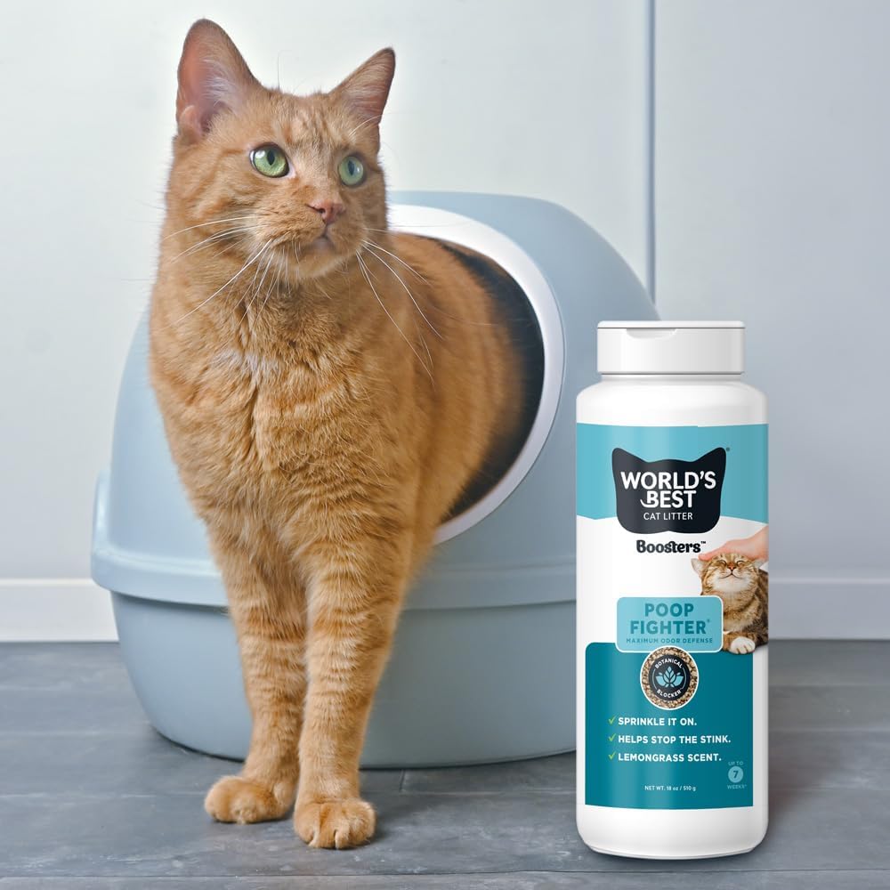 World's Best Cat Litter, Boosters Poop Fighter Additive, 18 oz Canister