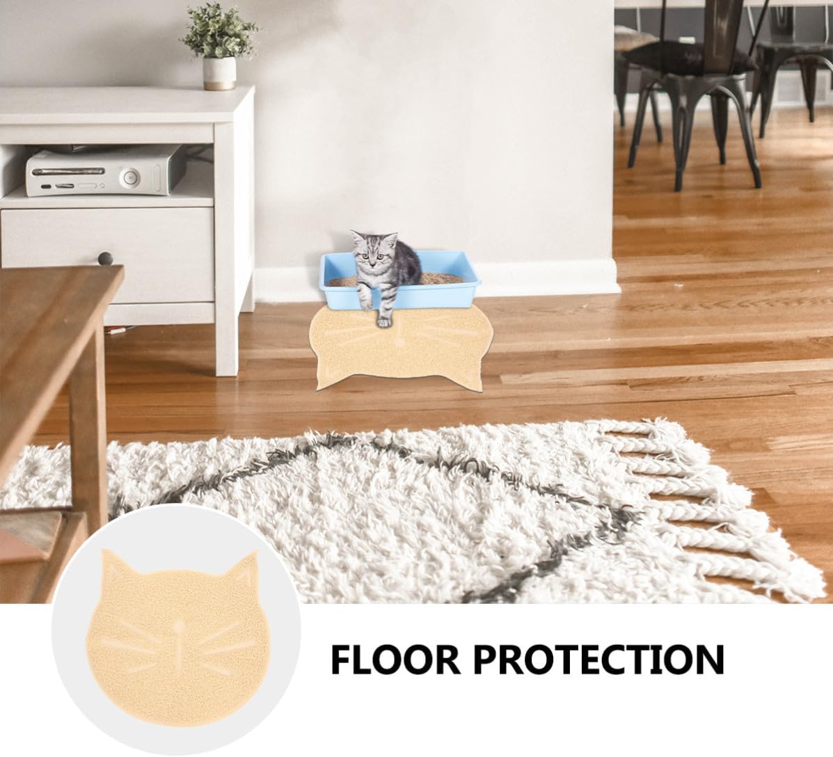 PVC Pad for Cats Cat Face Shaped Litter Mat, Non-Slip