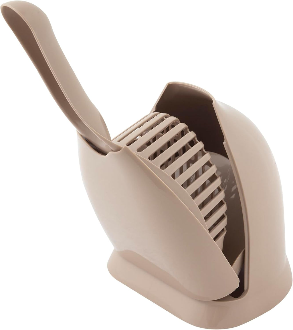 Petmate Scoop N' Hide Cat Litter Scoop with Discreet Holder, Brushed Nickel