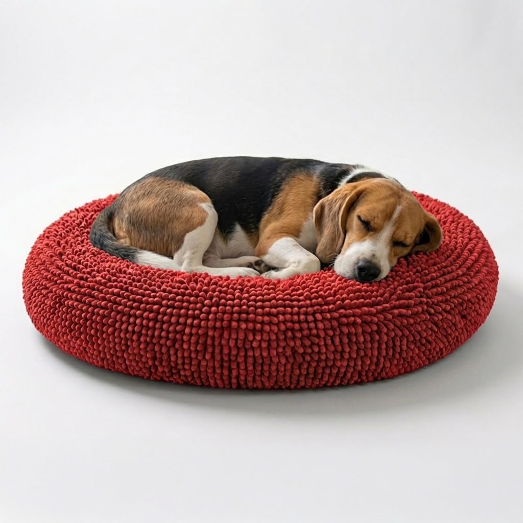 Muddy Mat®Cloud K-9 Bed for Dogs & Cats, Soft & Relaxing Donut Dog Bed, Chenille Material, Removable Cover, Washable & D