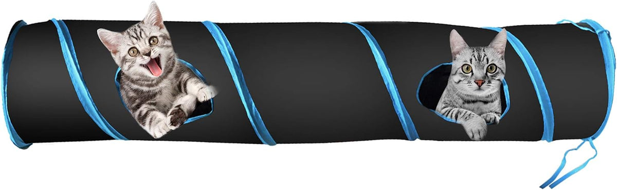 PetLike Cat Tunnel for Indoor Cats Collapsible Pop-up Pet Tube Peek Hole Hideaway Play Toys for Cats with Ball