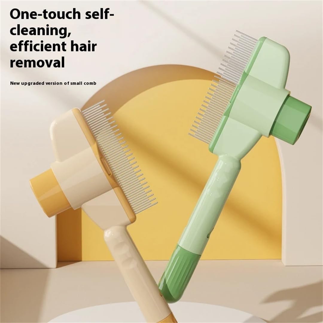 ProGroom Pet Comb – One-Click Self-Cleaning Grooming Comb for Cats Dogs (Green)