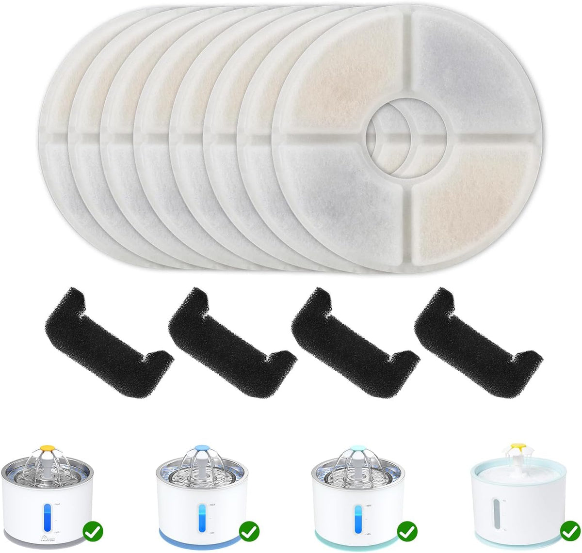 Wonder Creature Round Cat Water Fountain Filter Replacement 6 Pack