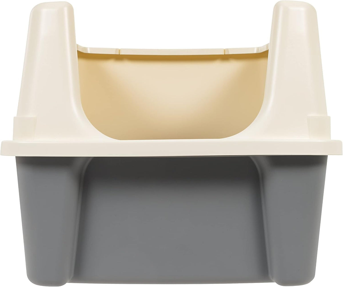 Amazon Basics Large Cat Litter Box with High Sides, Open Top for Easy Access, Includes Scoop with Storage, 19" x 15" x 1