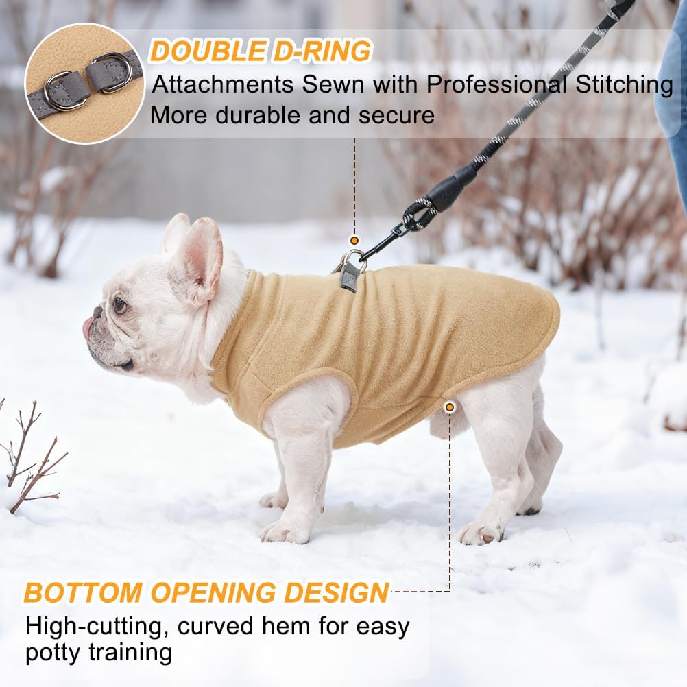 Dog Fleece Vest Sweater Winter Jacket for Small Medium Dogs- S