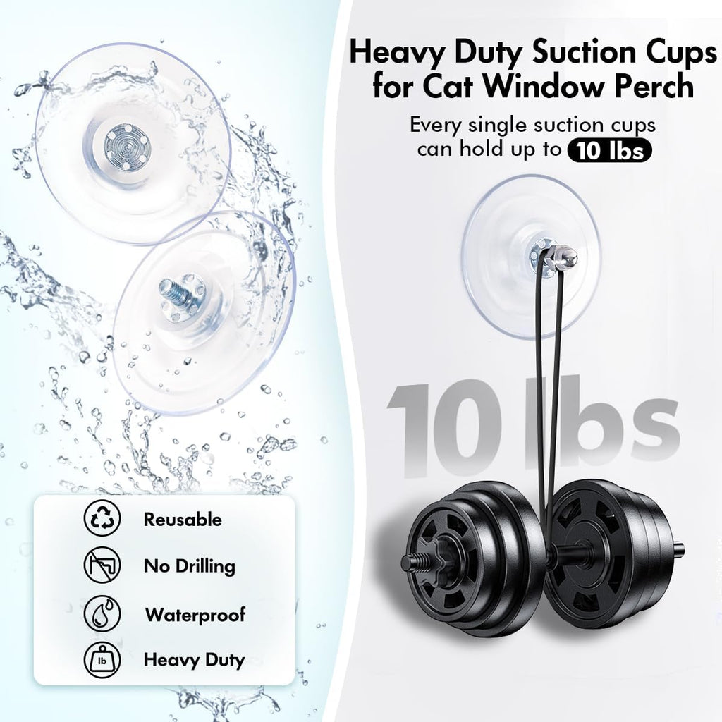 AMOSIJOY 4 Pack Cat Window Perch Strong Replacement Suction Cups with Screw