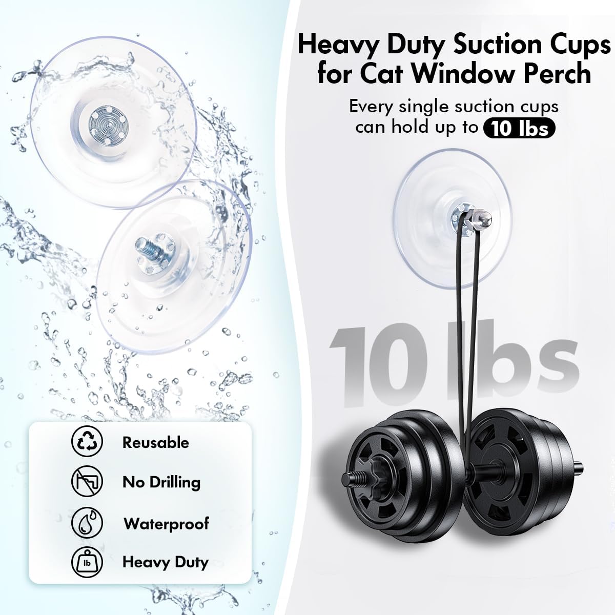 AMOSIJOY 4 Pack Cat Window Perch Strong Replacement Suction Cups with Screw