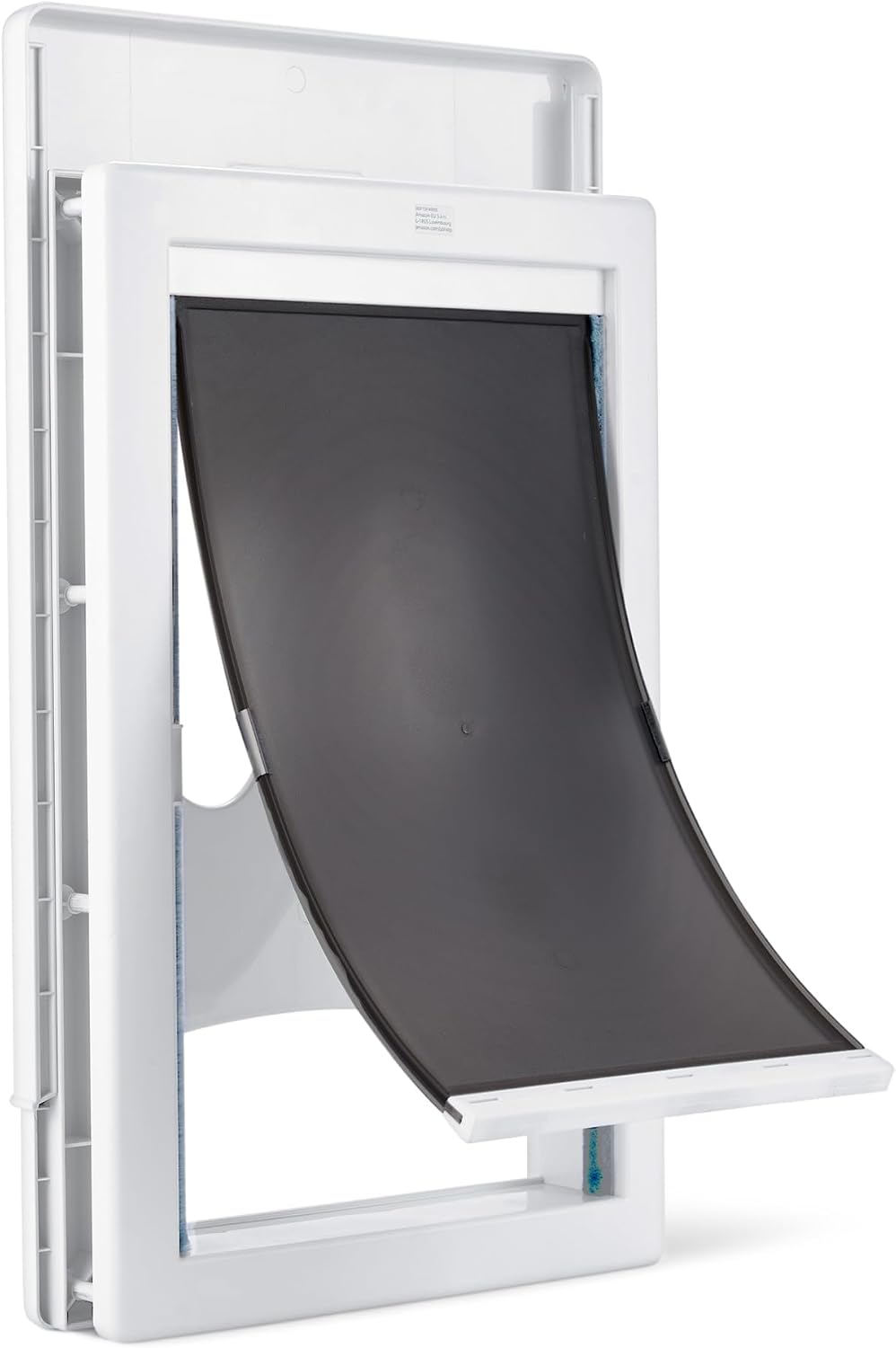 Amazon Basics Adjustable Plastic Dog and Cat Door with 4-Way Lock, Small, 5.7" x 5.6" Entrance, 7.5" x 7.4" x 2.2", Whit