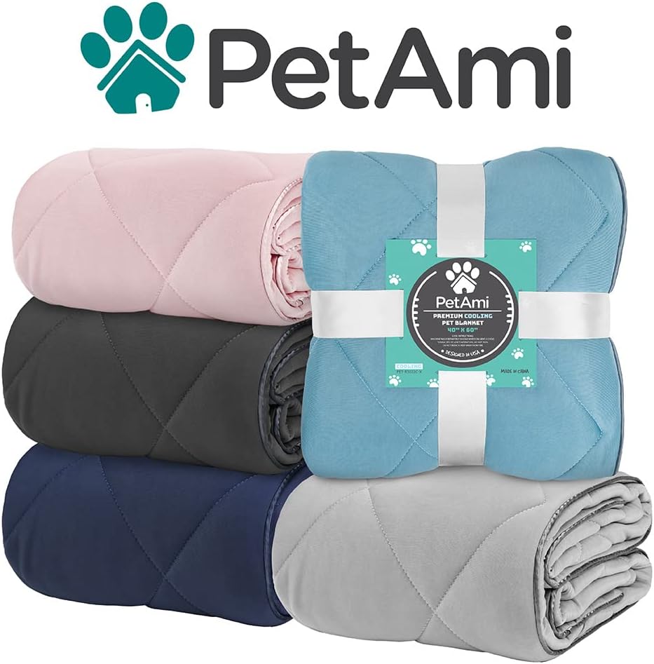 PetAmi Cooling Dog Blanket Lightweight Soft for Large Pet Cat, 40x60, Blue