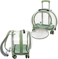 Rolling Cat Carrier Transparent Hard Shell Pet Travel Bag with Wheel(Greem)